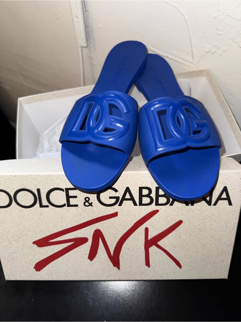 Dolce & Gabbana | Shoes | Dolce Gabbana Royal Blue Dg Logo Slide
